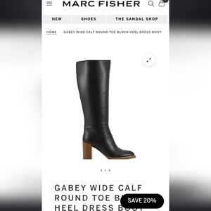 Marc Fisher Leather Gabey Round Toe Dress Wide Calf Boot